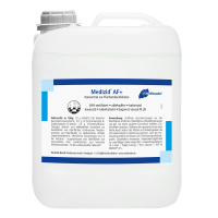 Bidon en plastique contenant du concentré pour la désinfection des surfaces par l'avant Bidon en plastique contenant du concentré pour la désinfection des surfaces par l'avant