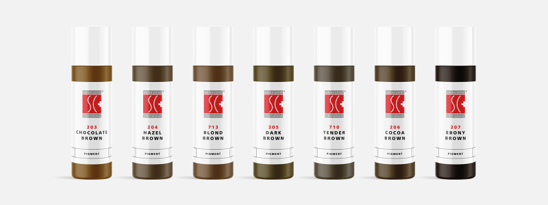Couleurs de microblading Swiss Color pour les traitements professionnels de microblading des poils et de shading des sourcils. Tous les pigments sont conformes à REACH et miscibles.