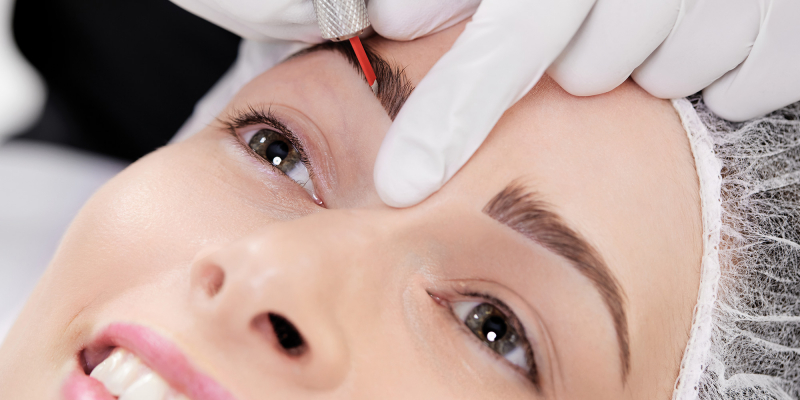 Une femme reçoit un traitement de microblading