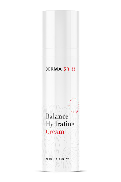 Flacon pompe avec crème pour le visage de face avec logo Derma SR