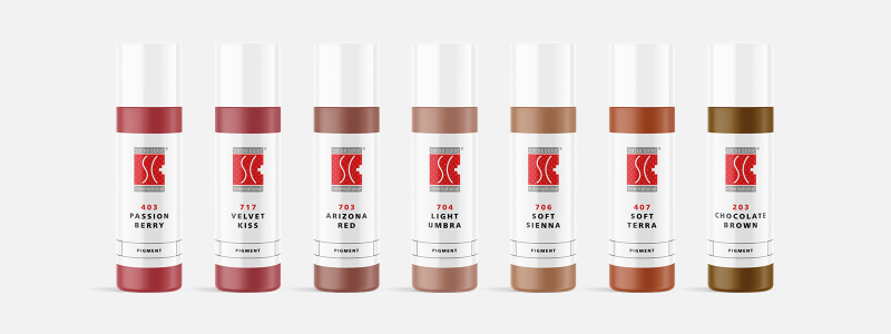 Couleurs de maquillage permanent de l'aréole pour la pigmentation médicale de l'aréole ou des mamelons. Tous les pigments pour aréoles sont conformes à REACH.