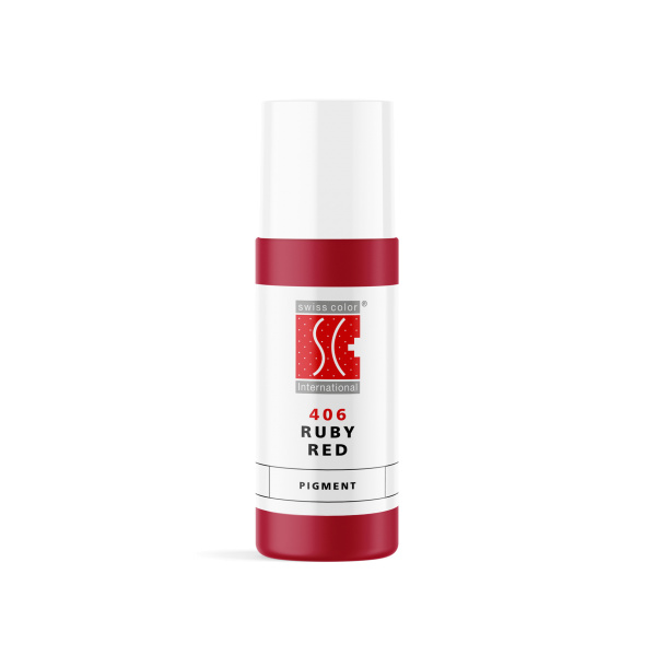 Le pigment de maquillage permanent pour les lèvres 406 Ruby Red est une nuance de rose pour une pigmentation élégante des lèvres, comme le blush pour les lèvres ou le lip shading.